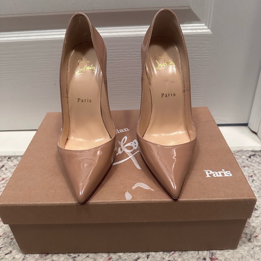 Christian Louboutin Nude Patent Heels - Size 36.5 / US 6.5